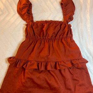 Weworewhat Elegant Ruffled Rust Dress
